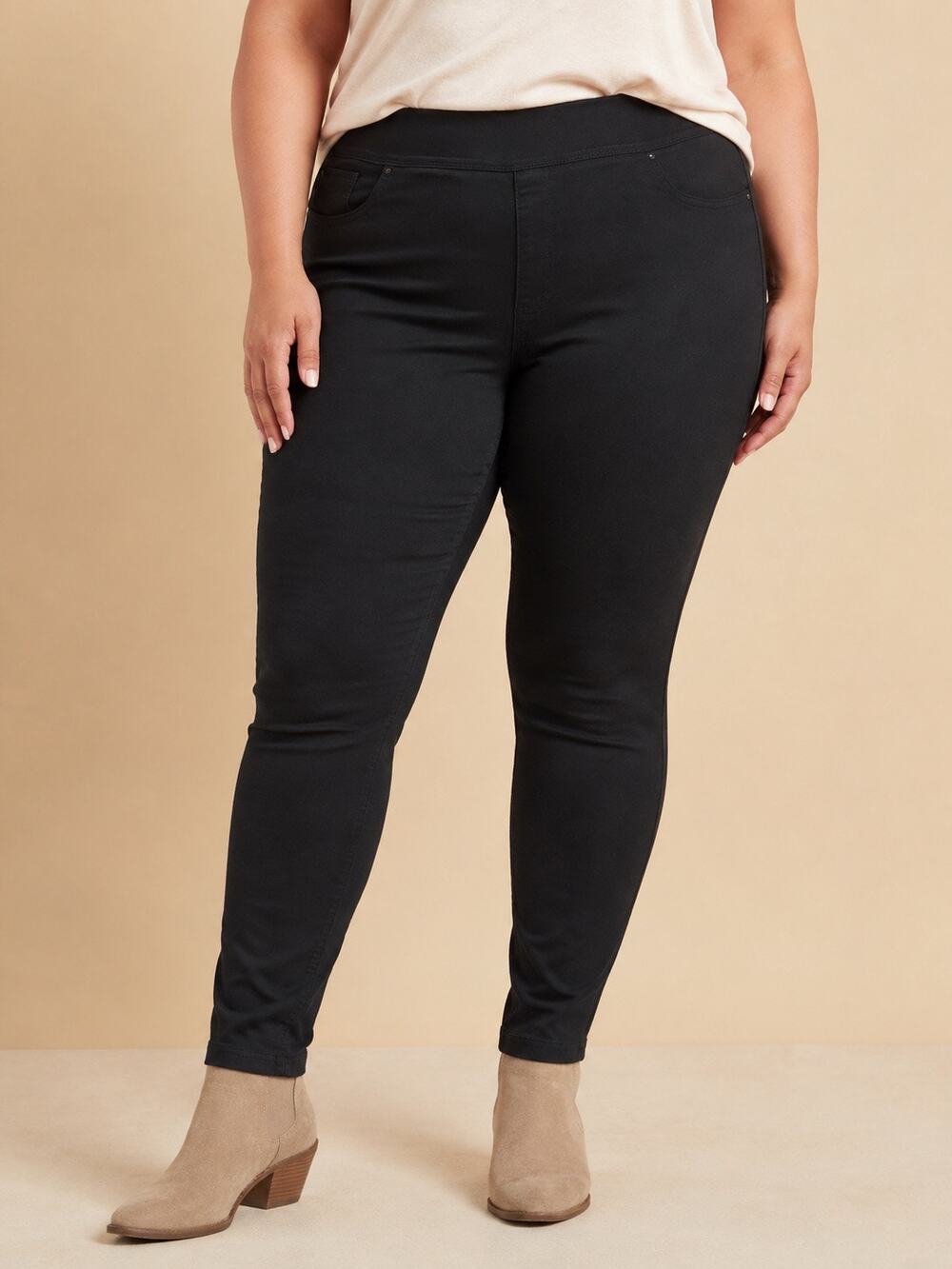Terra & Sky Women’s 2X Black High Rise Pull-On Skinny Jeggings Plus Size NWT0